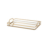 Bandeja Retangular Pequena em Metal Espelhada Dourada 36,5cm - Ela Decora